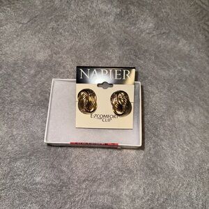 Napier Gold Swirl Clip-On Earrings